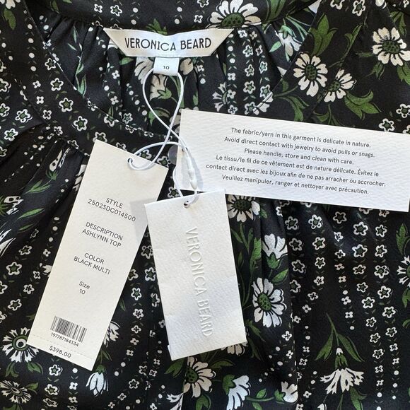 VERONICA BEARD Ashlynn Daisy Floral Stretch Silk Crepe Top Blouse Size 10 NWT - Picture 10 of 12